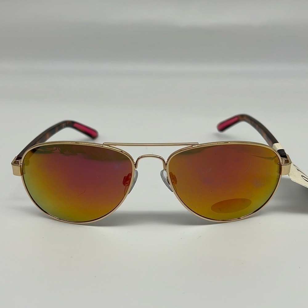 a.n.a Gold Aviator Gasses with animal print Temple Rods - Pink Reflective